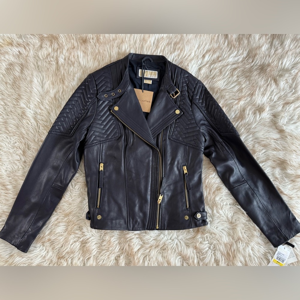 Michael Kors Quilted Black Leather Jacket